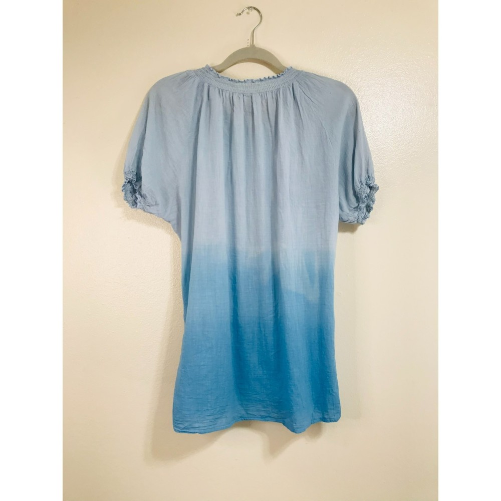 Uniti BOHO Peasant Blue Ombre Button Up Top, Size XL - Picture 2 of 4